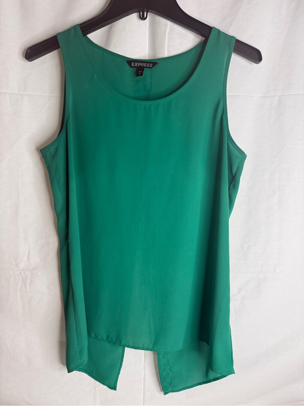 Express Green Solid Chiffon Scoop Neck Pullover Blouse Sleeveless Women's S